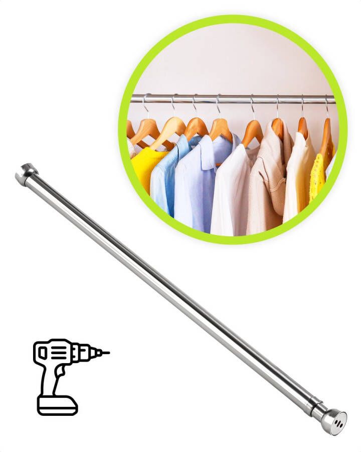 XIVADA Kledingstang Boren Verstelbaar Kledingroede 58 100 CM Garderobestang Kast Kledingrek
