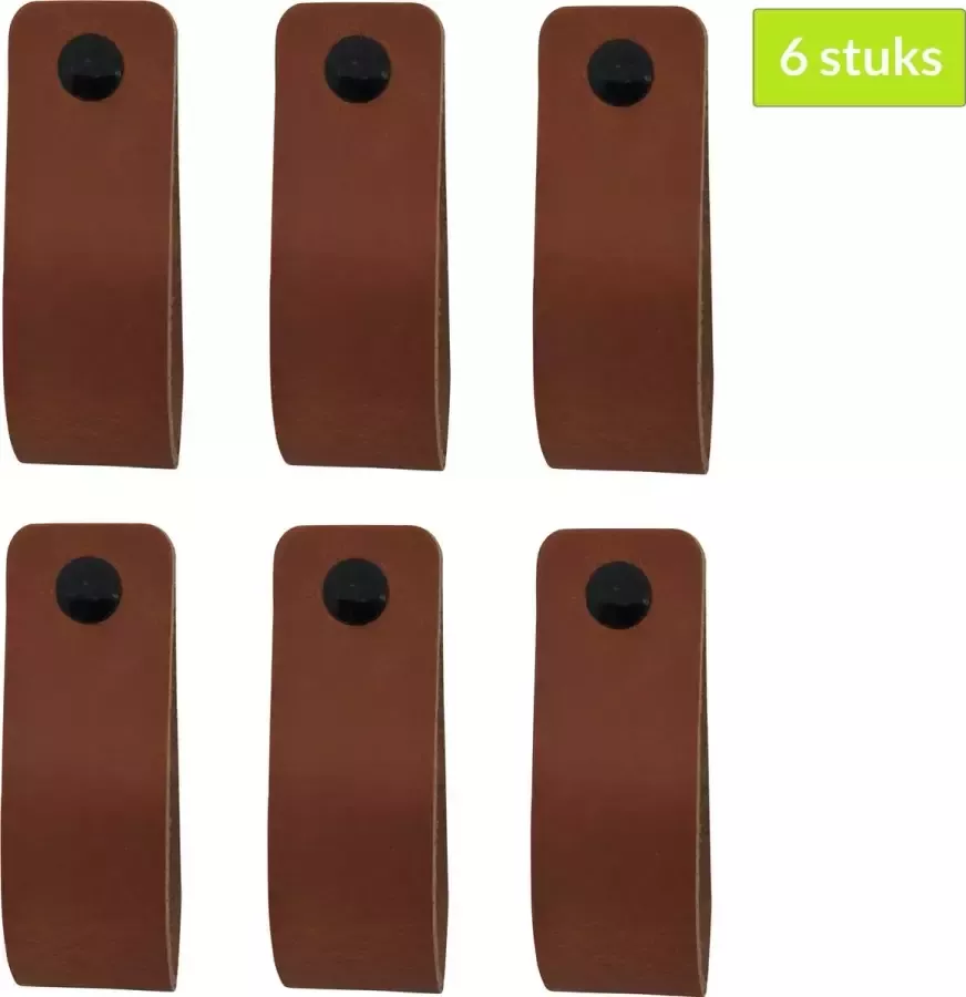 XIVADA Leren Handgreep Cognac 6 stuks Leren Greepjes Kastjes Meubelgreep incl. schroeven