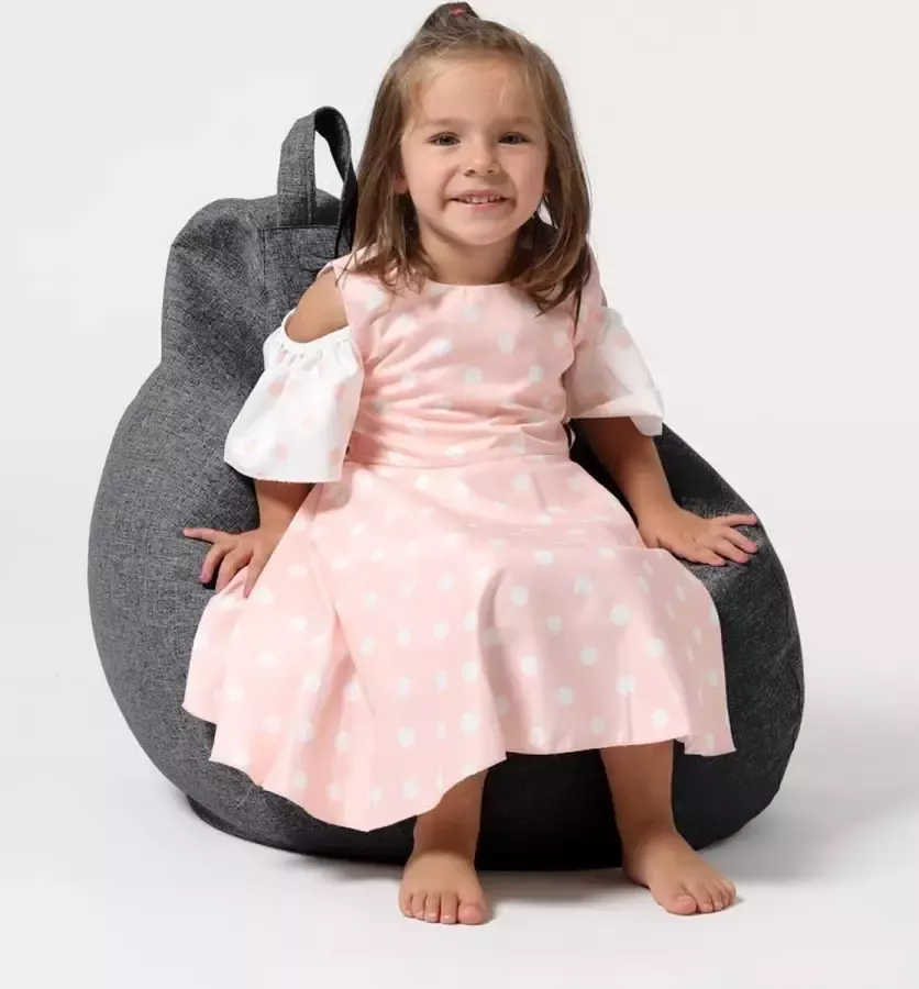 Xoft Living Pear Kids Linnen Zitzak Zwart voor Binnen Zacht en Behaaglijk Kinderen Bean Bag