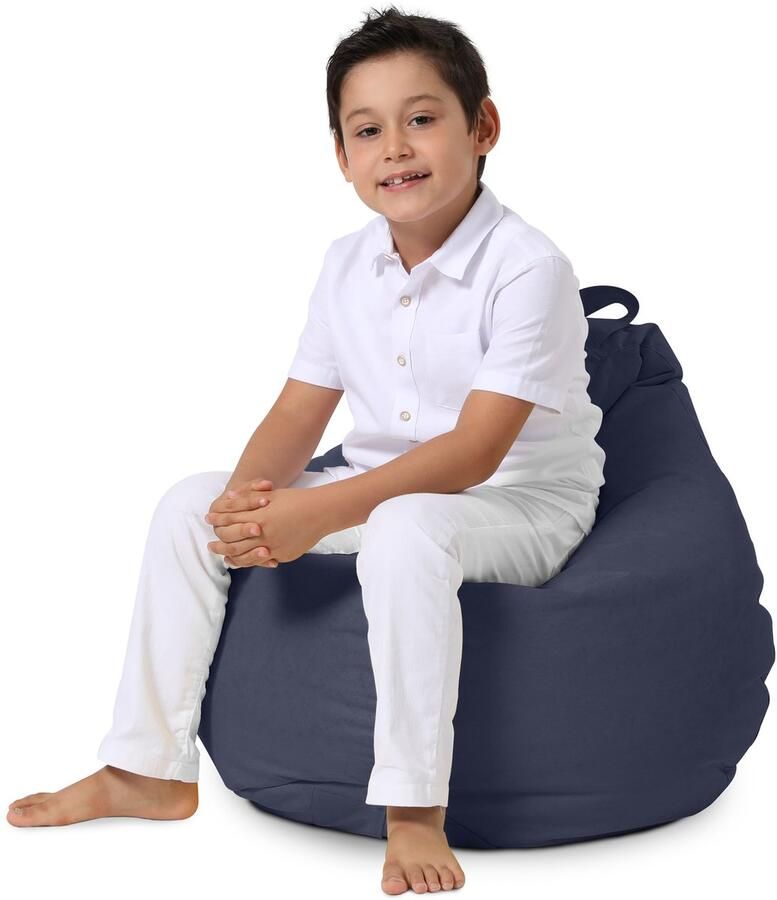 Xoft Living Kids Pear Zitzak Kinder Zitzakken Waterafstotend Donker Blauw Kinderzetel Zitzak Kind Speelkamer-Duurzaam Binnen & Buiten Zitzak