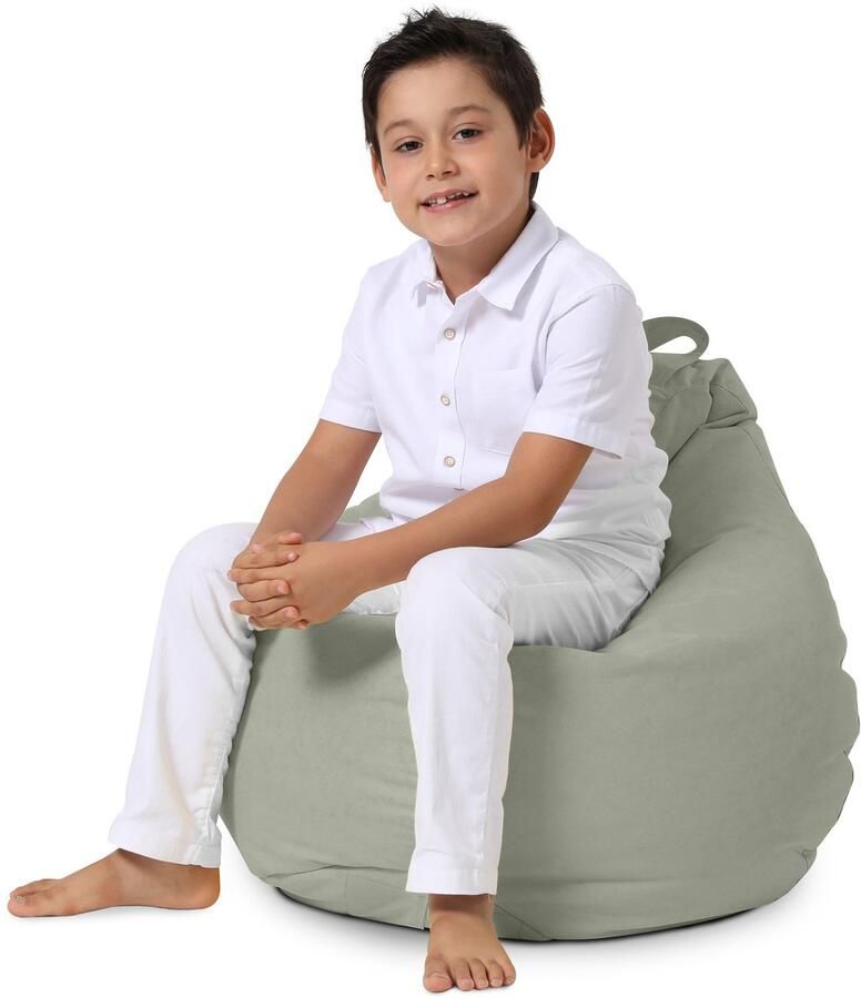 Xoft Living Kids Pear Zitzak Kinder Zitzakken Waterafstotend Grijs Kinderzetel Zitzak Kind Speelkamer-Duurzaam Binnen & Buiten Zitzak