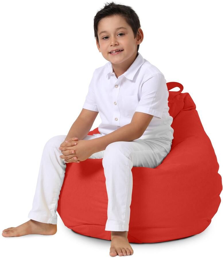 Xoft Living Kids Pear Zitzak Kinder Zitzakken Waterafstotend Rood Kinderzetel Zitzak Kind Speelkamer-Duurzaam Binnen & Buiten Zitzak