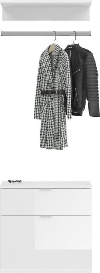 Hioshop ProjektX garderobe opstelling 1 deur 1 lade wit.