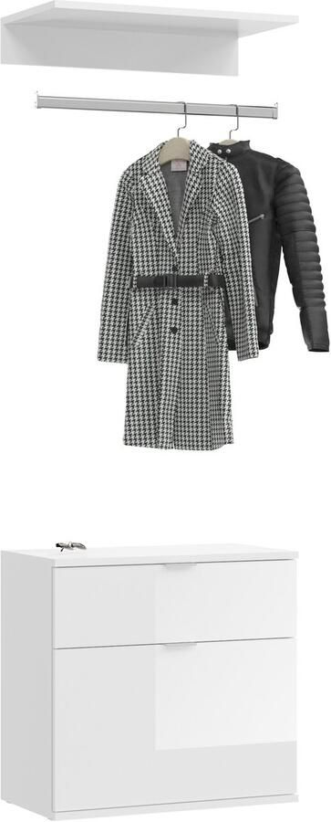 Hioshop ProjektX garderobe opstelling 2 deuren 2 laden wit.