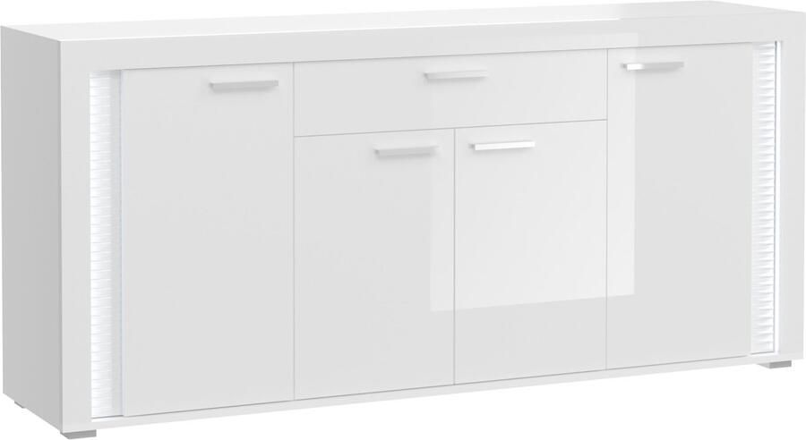 Xonox.Home Skylight dressoir 4 deuren 1 lade met licht hoog glans wit glas grijs wit - Foto 2
