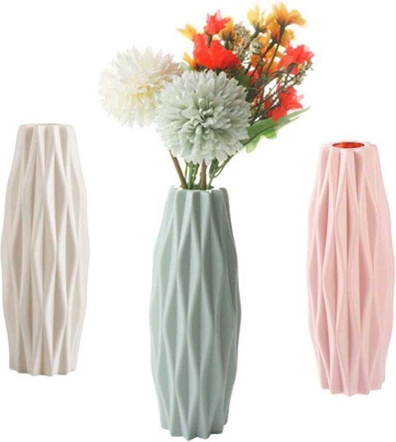 Y&Y 3 stuks kunststof vazen Creatieve plastic bloemenvaas Geometrische bureau decoratie Desktop ornament