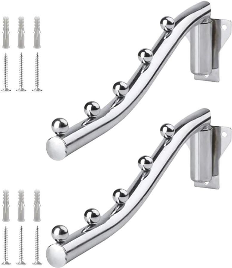 Y&Y Kledinghaken Wandkledingventilator Inklapbaar Roestvrij Staal Draaibaar Kledingrek Garderobehaken 2 Stuks