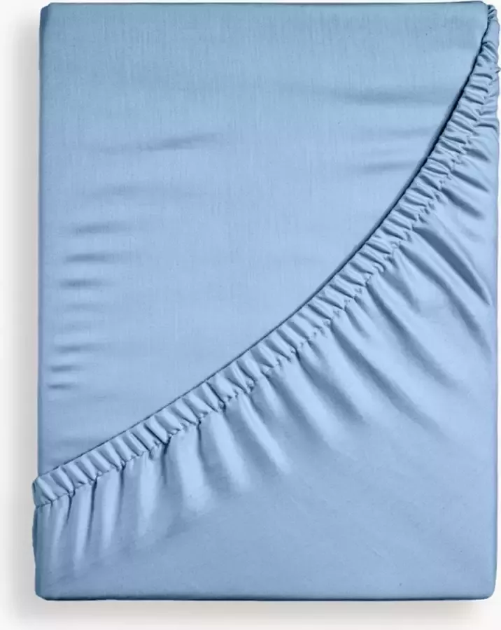 Y-NOT Crispy Cotton Hoeslaken Matras 160x200 tot 25 cm matrasdikte 100% Katoen 180 draaddichtheid Blauw