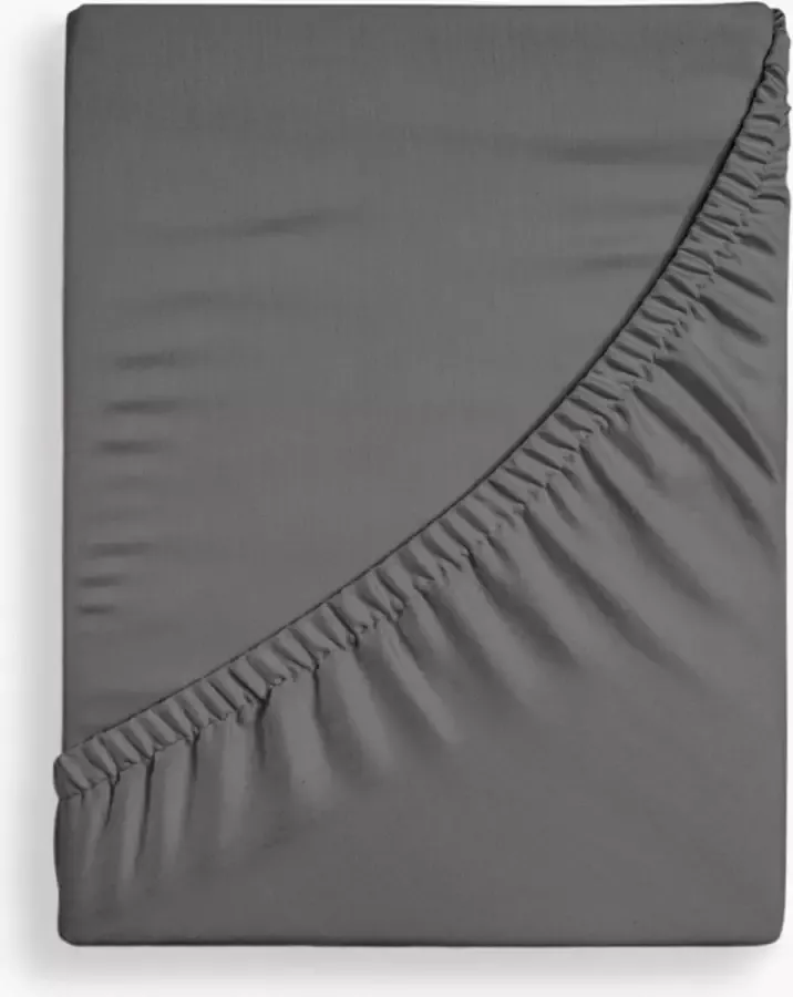 Y-NOT Crispy Cotton Hoeslaken Matras 180x200 tot 25 cm matrasdikte 100% Katoen 180 draaddichtheid Charcoal Donkergrijs