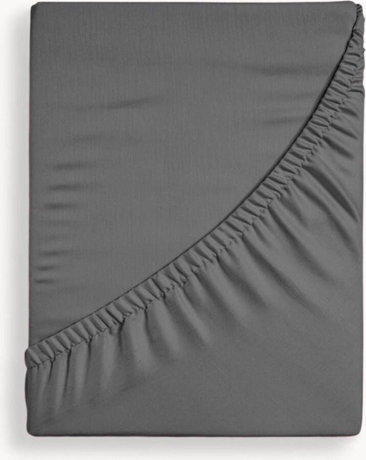 Y-not Crispy Cotton Hoeslaken Matras 200x220 Tot 25 cm Matrasdikte 100% Katoen 180 draaddichtheid Charcoal Donkergrijs