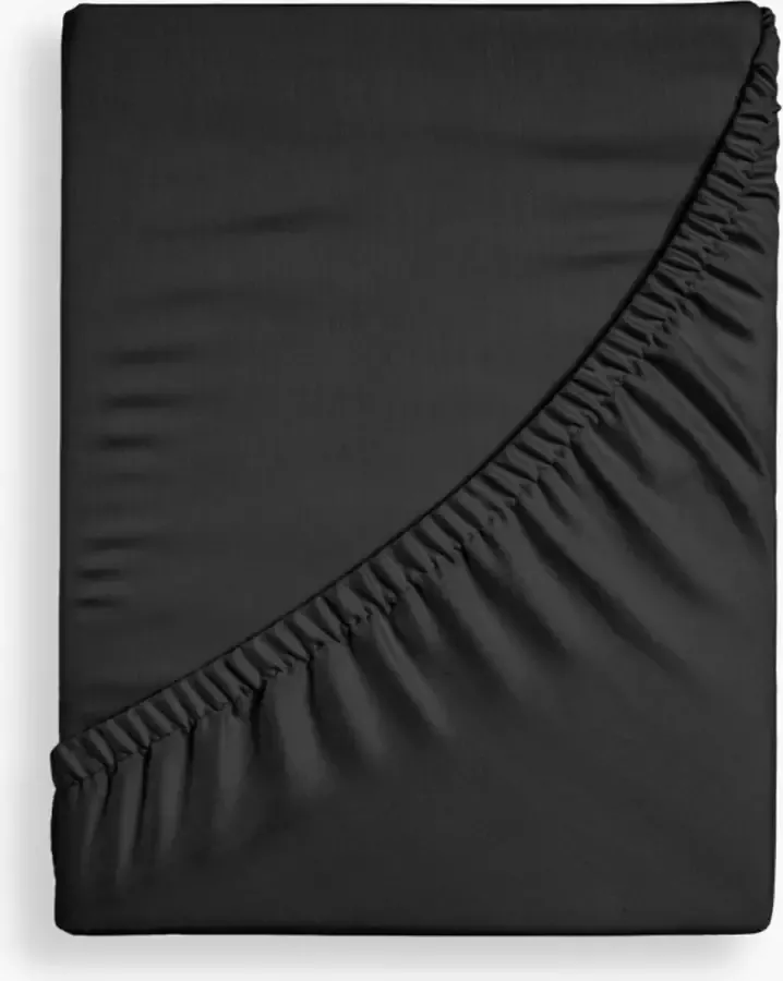 Y-not Y-NOT Crispy Cotton Hoeslaken Matras 90x200 tot 25 cm matrasdikte 100% Katoen 180 draaddichtheid Zwart - Foto 2