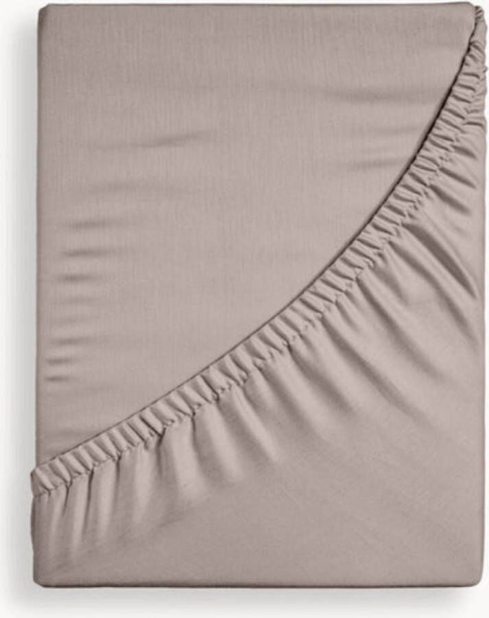 Y-not Crispy Cotton Hoeslaken taupe Matras 180x200 Tot 25 cm Matrasdikte 100% Katoen 180 Draaddichtheid Charcoal Donkergrijs taupe