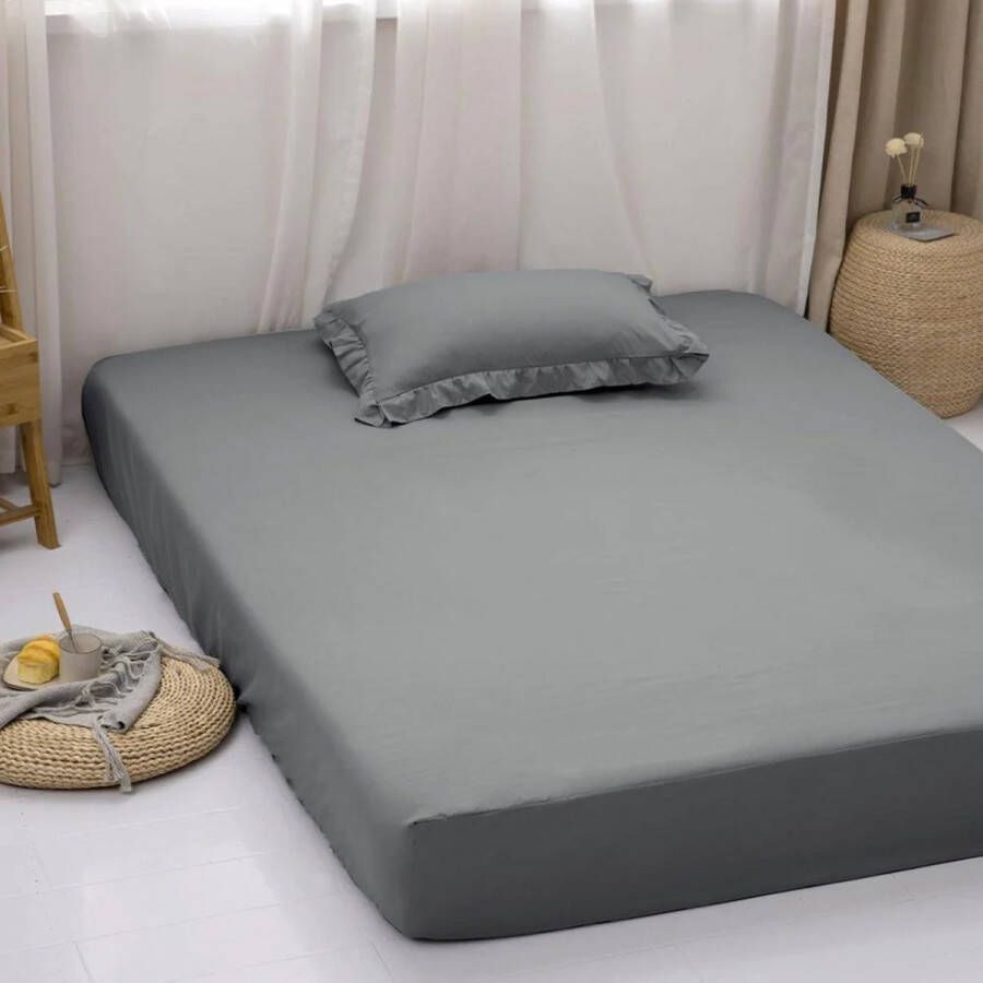 Y-not Katoenen Hoeslaken Matras Earl Grey Luxe Kwaliteit Perfecte Pasvorm Ademend en Comfortabel Voor Een Verkwikkende Nachtrust 140x200+30 tot 25cm matrasdikte