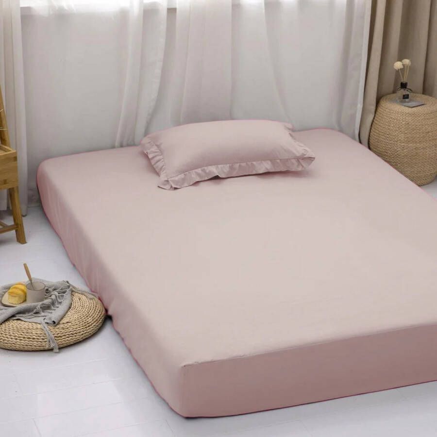 Y-not Katoenen Hoeslaken Matras Zachtroze Luxe Kwaliteit Perfecte Pasvorm Ademend en Comfortabel Voor Een Verkwikkende Nachtrust 180x210+30 tot 25cm matrasdikte