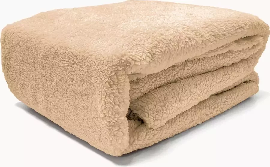 Y-NOT Teddy fleece stof 220gr m2 Matras Hoeslaken Toffee Latte Hoog knuffelgehalte 160x200+30cm 2 persoons tot 25 Matrasdikte Zand