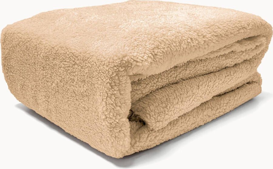 Y-NOT Teddy fleece stof 220gr m2 Matras Hoeslaken Toffee Latte Hoog knuffelgehalte 90x200+30cm 1 persoons tot 25 Matrasdikte Zand