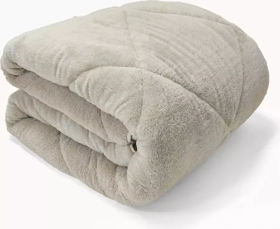 Y-NOT Teddy fleece stof Bed in a bag 2-in-1 Dekbed bedsprei + Dekberovertrek in 1 Hoog knuffelgehalte All Year 240x200 Lits-jumeaux Zand