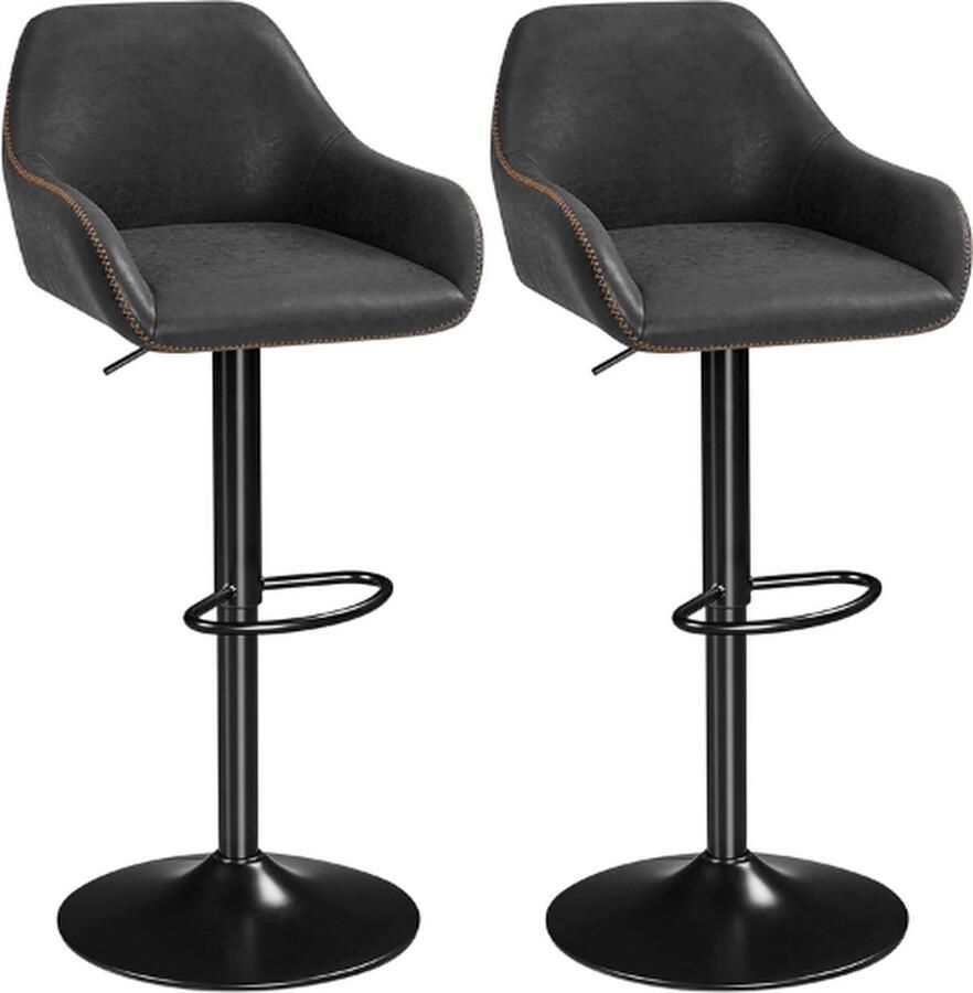 Yaheetech Yahee Barkrukken Set Van 2 Barkruk Barstoel Barkrukken Set Van 2 Verstelbaar Barstoelen Set Van 2 Bar Kruk Badstoeltje Barkruk Zwart Barkrukken Industrieel Keukenstoelen Set 2