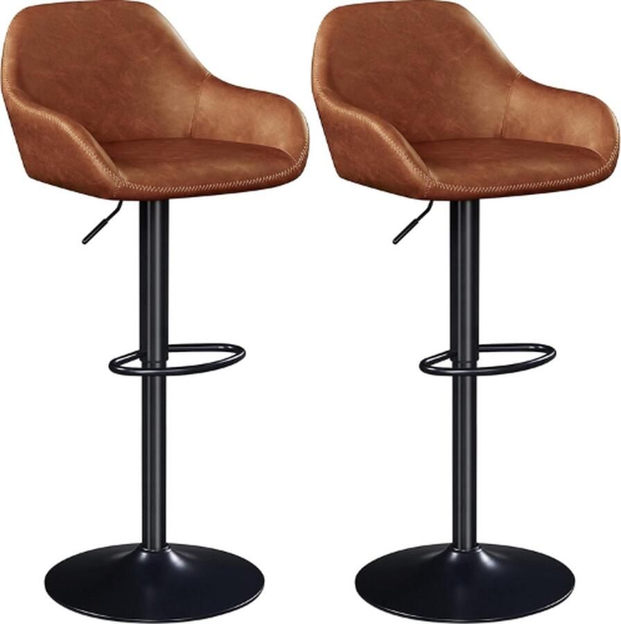 Yaheetech Yahee Barkrukken Set Van 2 Barkruk Barstoel Barkrukken Set Van 2 Verstelbaar Barstoelen Set Van 2 Bar Kruk Badstoeltje Barkruk Bruin Barkrukken Industrieel Keukenstoelen Set 2