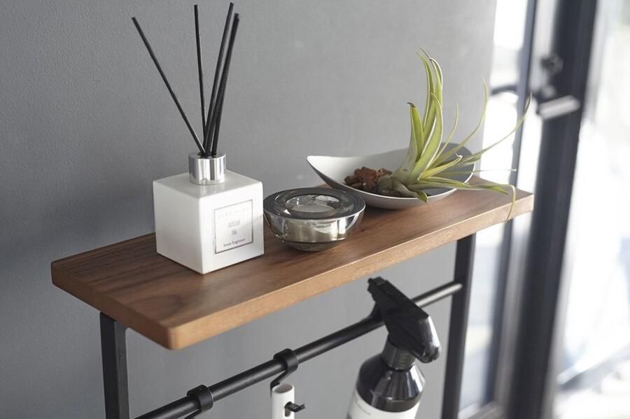 Yamazaki Hangende Parapluhouder met houten plank zwart