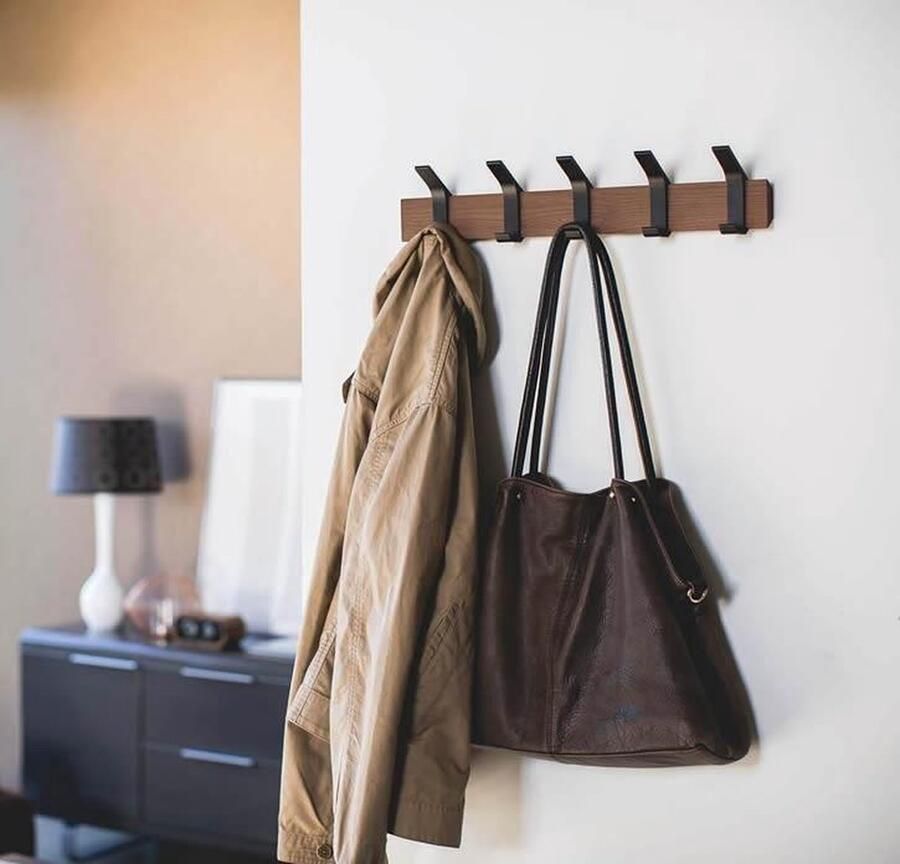 Yamazaki wandkapstok rin 5 haken bruin