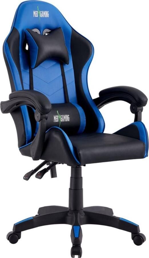 Yar Gamingstoel – Ergonomische Bureaustoel met Kantelmechanisme – Luxe Directiestoel voor Gaming Kantoor & Thuiswerk – Verstelbaar Comfortabel & Stevig – Extra Dikke Vulling – Blauw