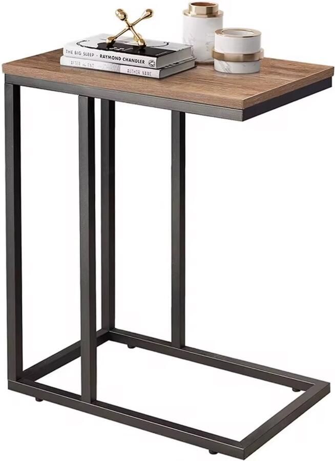 YasHome Japandi stijl Bijzettafel Bijzettafeltje Banktafel Laptoptafel Tafeltje Salontafels Kleine Koffietafel -Donkerbruine