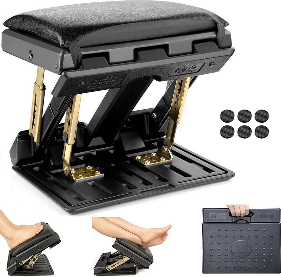 Ybaymy Voetsteun Bureau Verstelbare Voetsteun Met Verwijderbare Ergonomische Met 4 Hoogteverstellingen Verwijderbaar Zacht Zitkussen Met Massageparels Maximale Belasting 120 Kg Voor Auto Thuis Kantoor