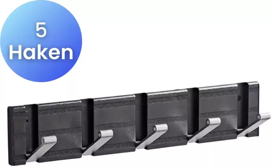 Yeede Wandkapstok Sleutelrekje Zelfklevende haken Kapstok met Inklapbare haken 5 Haken - Foto 2