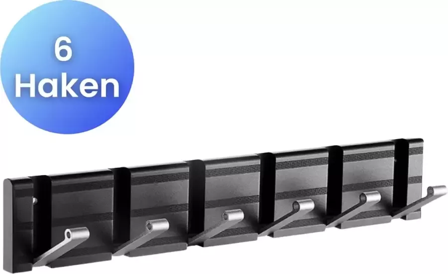 Yeede Wandkapstok Sleutelrekje Zelfklevende haken Kapstok met Inklapbare haken 6 Haken