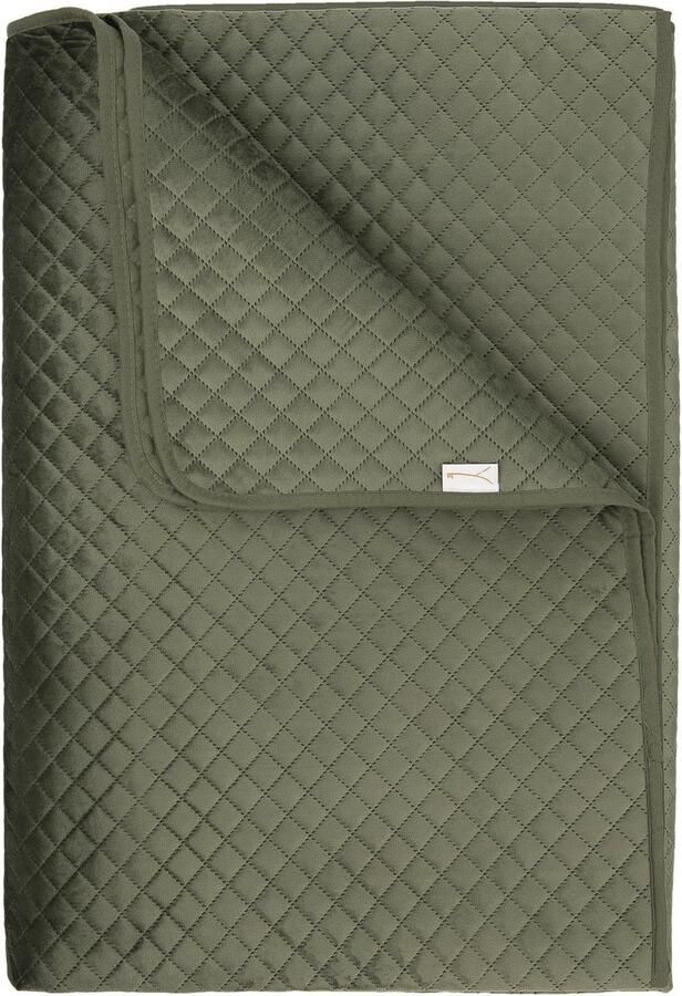 Heckettlane Yellow Bed Sprei Victoria Bedsprei 1 persoons Ruiten patroon 180x260 Groen