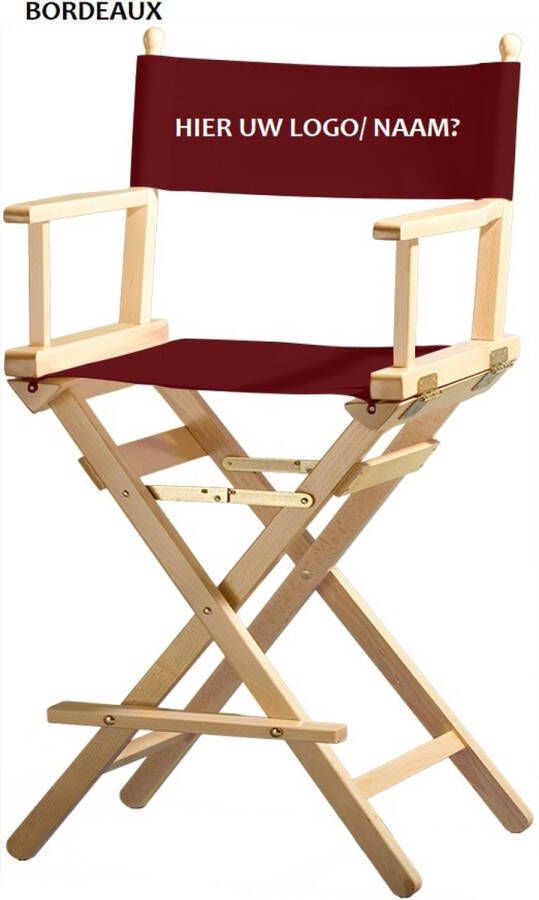 Yellowxl Professionele Make up stoel Regisseursstoel visagie stoel make-up stoel beukenhout. Frame: natuur Stof: bordeaux