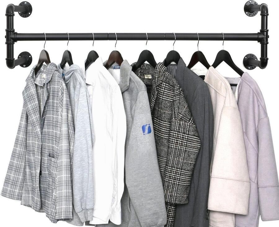 Yellowxl Kledingstang Kledingrek voor aan de muur Kleding stang Zwart - Foto 2
