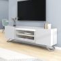 YJZQ Modern TV-meubel lowboard met glazen deur Tafelblad in hoogglans marmerstructuur met legplank twee deuren twee tussenschotten 150 x 30 x 47 cm grijs - Thumbnail 1