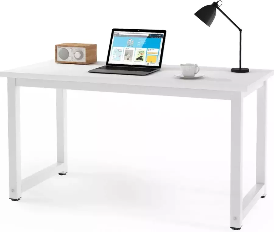 YJZQ Moderne eenvoudige stijl computerbureau -PC-laptop-studietafel- Bureauwerkstation voor thuiskantoor-wit