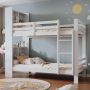 YJZQ Stapelbed met planken Houten bed met drie treden haakse ladder massief houten bedframe Wit 90x200cm - Thumbnail 1