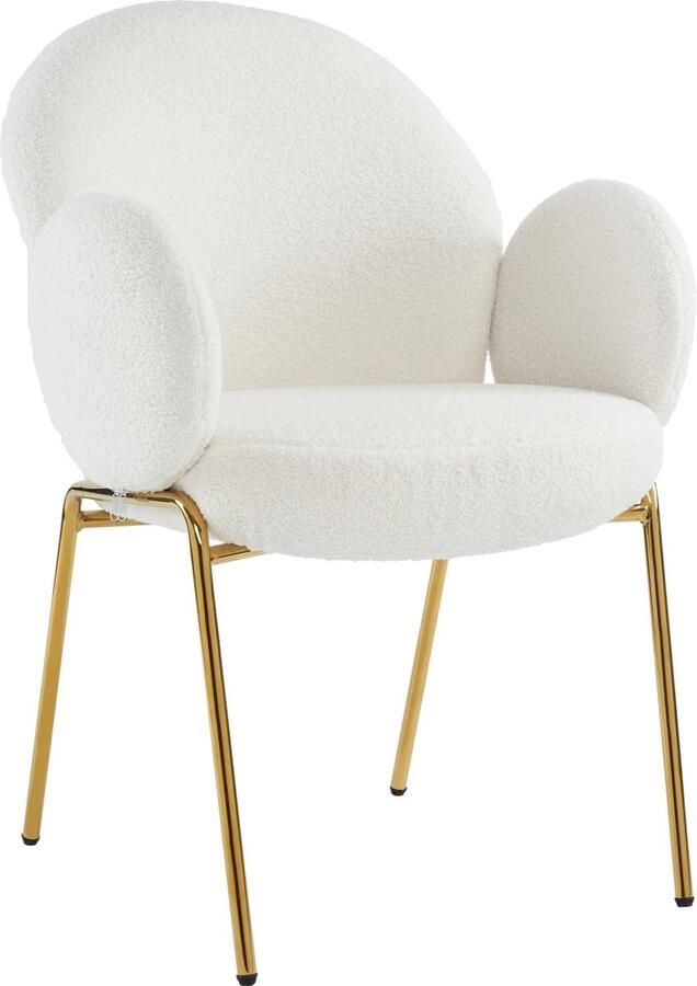 YMA Eetkamerstoelen Set van 4 Teddystof met Rosé Gouden Poten Verstelbaar in Hoogte