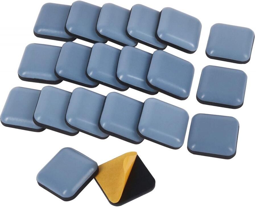 Ynkkvre 20x Duurzame Teflon Meubelglijders – Zelfklevend – Vierkant 25 mm – Bescherming voor Vloeren Laminaat Hout en Tegels – Geluiddempende Glijders voor Stoelen Banken en Tafels