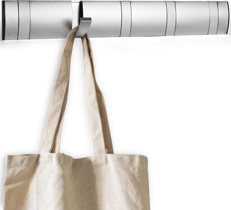 Flintronic 5 kapstokhaken moderne ruimtebesparende opvouwbare kapstok wandkapstok zilver wandhaken zelfklevend & schroeven kapstokrail kapstokhaken voor jassen sjaals handtassen