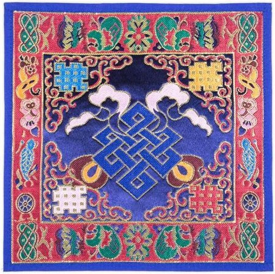 Yogi & Yogini Klankschaal altaarkleed oneindige knoop brokaat (±25x25 cm)