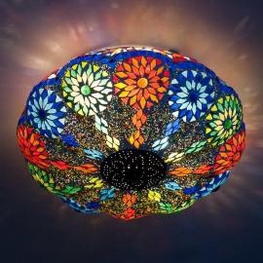 Yogi & Yogini Oosterse Plafonniere Meloen Zwart Multicolour Diameter 36 cm