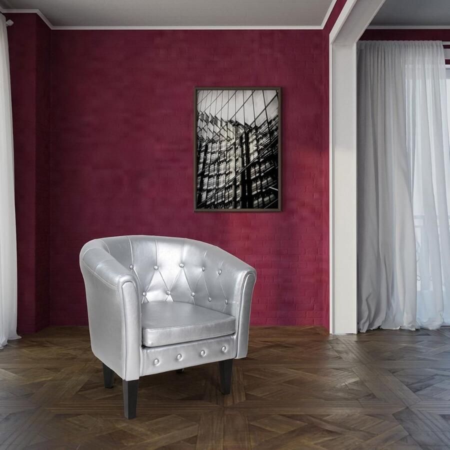 Yolo-deals chesterfield stoel loungestoel zilver