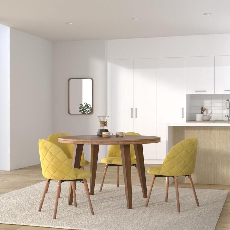 Yolo-deals Scandinavische eetkamerstoelen set van 4 Geel