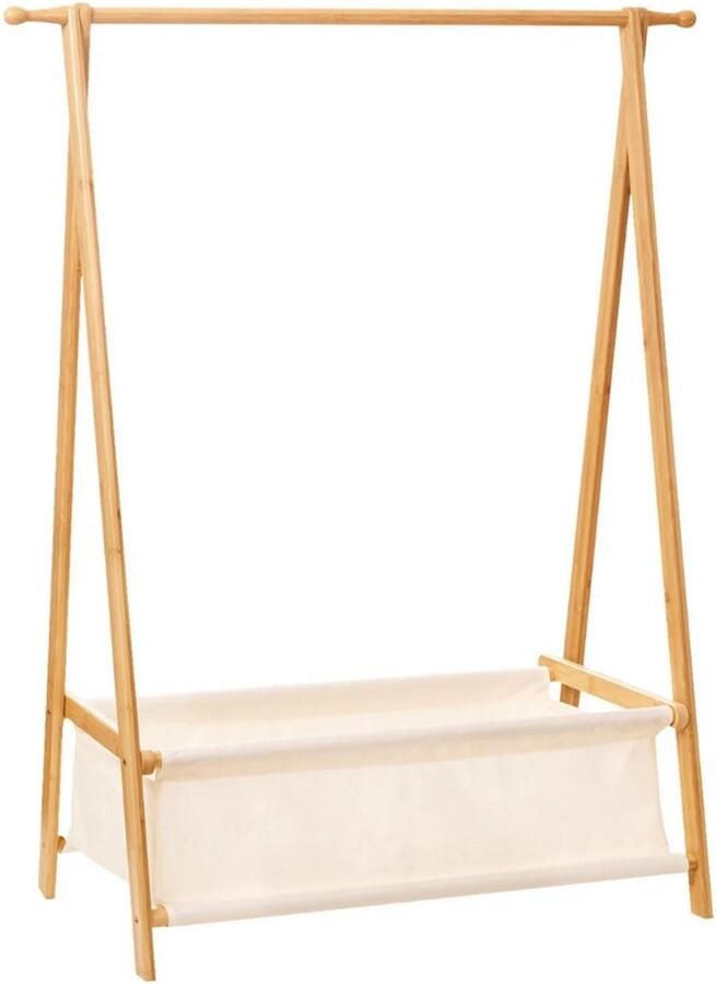 Yorbay Bamboe Kinderkledingrek met Opbergvak – Kledingrek Opvouwbaar Kledingrek voor Kinderkamer – 86x36x106 cm – Duurzaam & Stijlvol – Geschikt voor Jongens en Meisjes Kleding rek