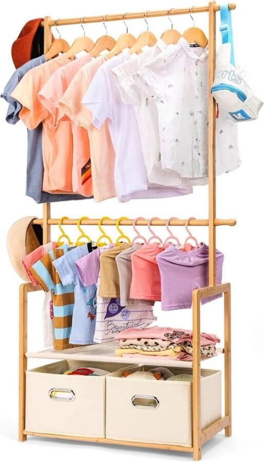 Yorbay Kinderkledingrek Bamboe Kinderkamer Kledingrek Kleding
