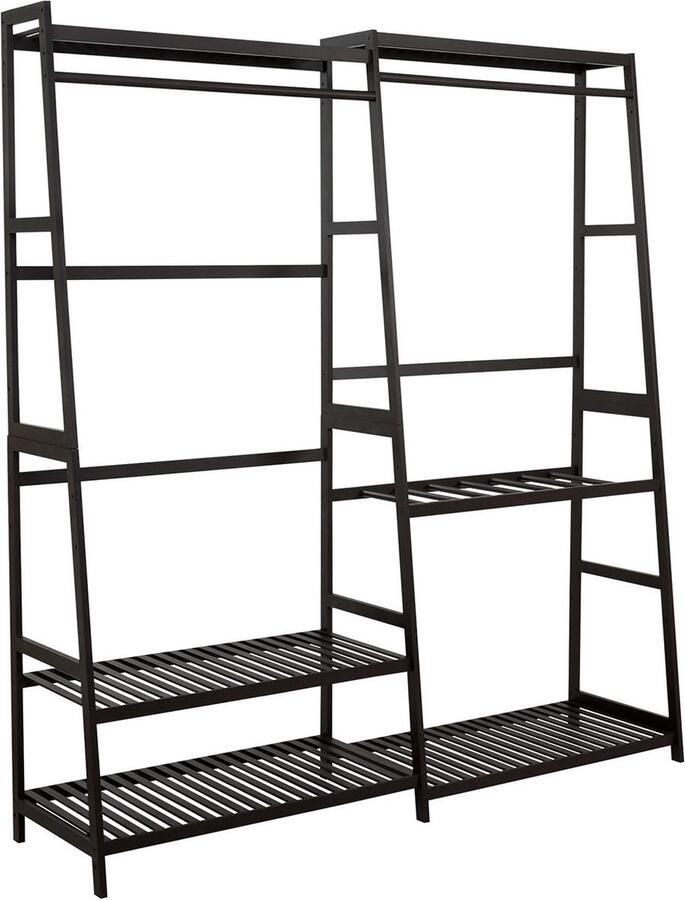 Yorbay Kledingrek Bamboe Kledingrekken Keldinghanger Kledingstang Garderobe rek Garderoberek Kleding Schoenen Zwart