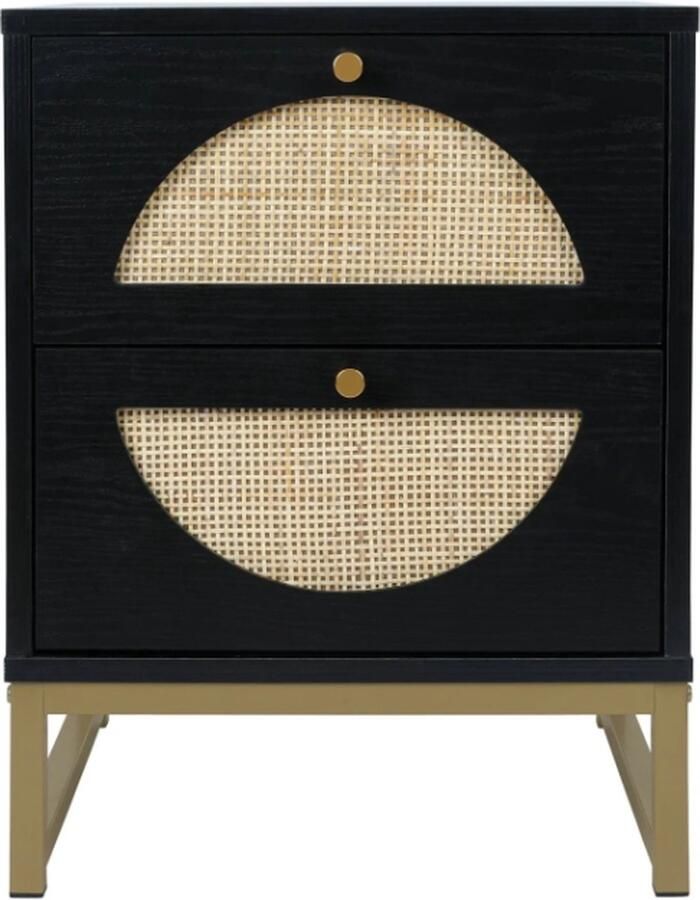 Yorbay Luxe Nachtkastje met 2 lades Nachtkastjes Modern Industrieel Marine Blauw 40 x 40 x 53cm Dressoir Kast