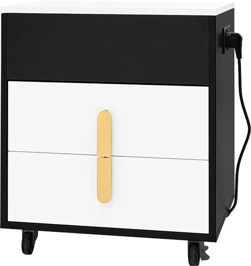 Yorbay Luxe Nachtkastje met 2 lades Nachtkastjes Modern Industrieel Zwart Dressoir Kast