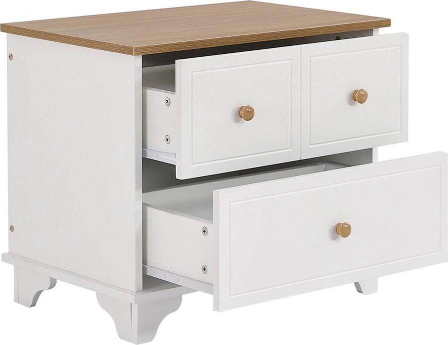 Yorbay Luxe Nachtkastje met 3 lades Nachtkastjes Modern Industrieel Wit 60 x 40x 51 5 cm Dressoir Kast