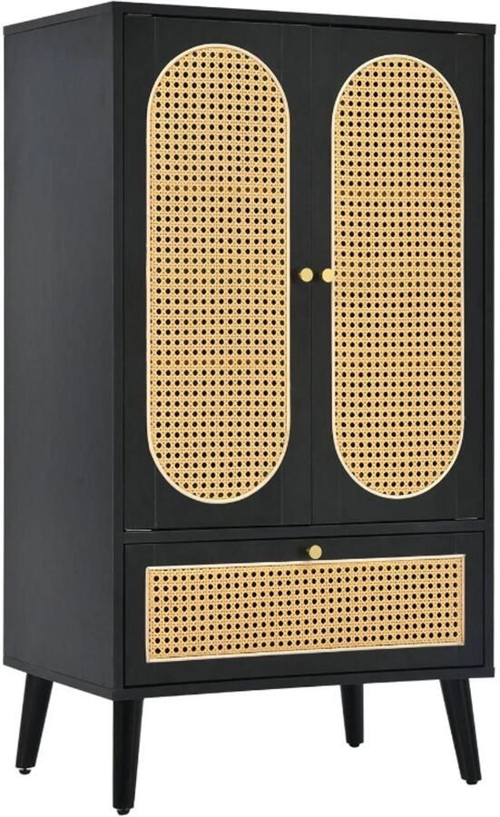 Yorbay Stijlvol Dressoir met Rotan Design Kast Ladekast Dressoirs Commode